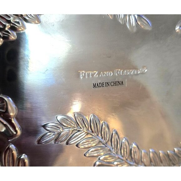 Fitz And Floyd Silver-Plated Floral Serving Tray With Engraved Orchid Design - Picture 3 of 8